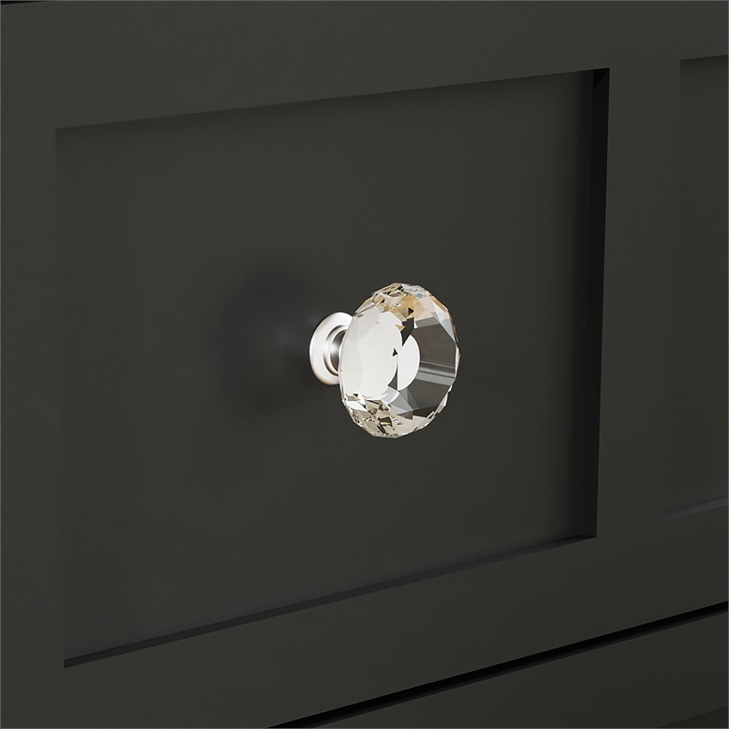 8 Drawer Dresser with Crystal Knobs Black