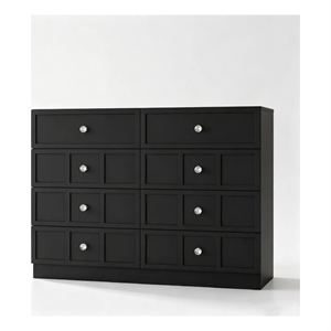 8 Drawer Dresser with Crystal Knobs Black