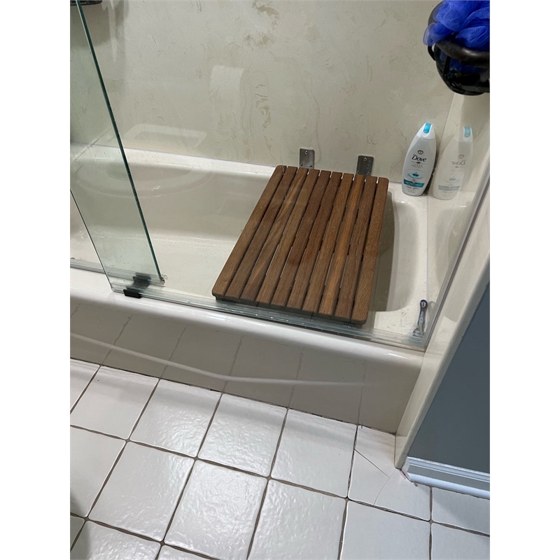 Teakworks4u ADA Compliant Folding End Mount Bench in Teak Wood
