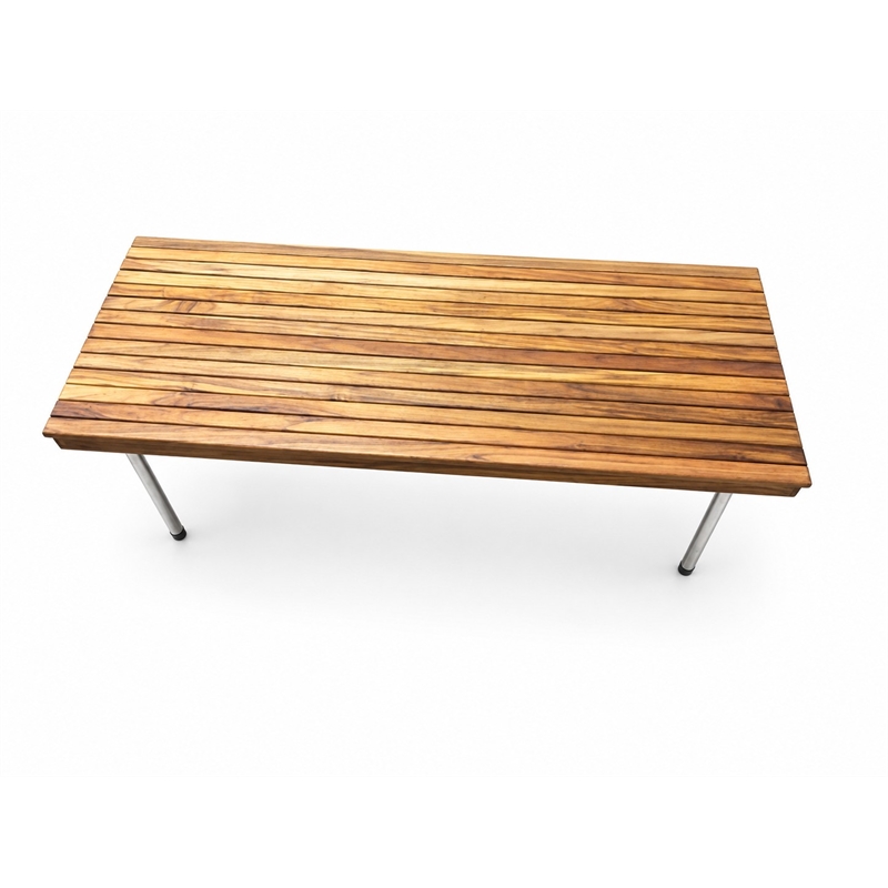 Teakworks4u Commercial Legged Bench in Teak Wood with Stainless Steel Legs