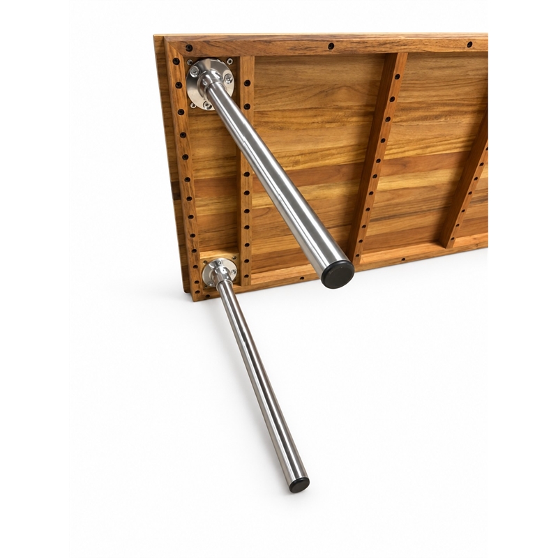 Teakworks4u Commercial Legged Bench in Teak Wood with Stainless Steel Legs