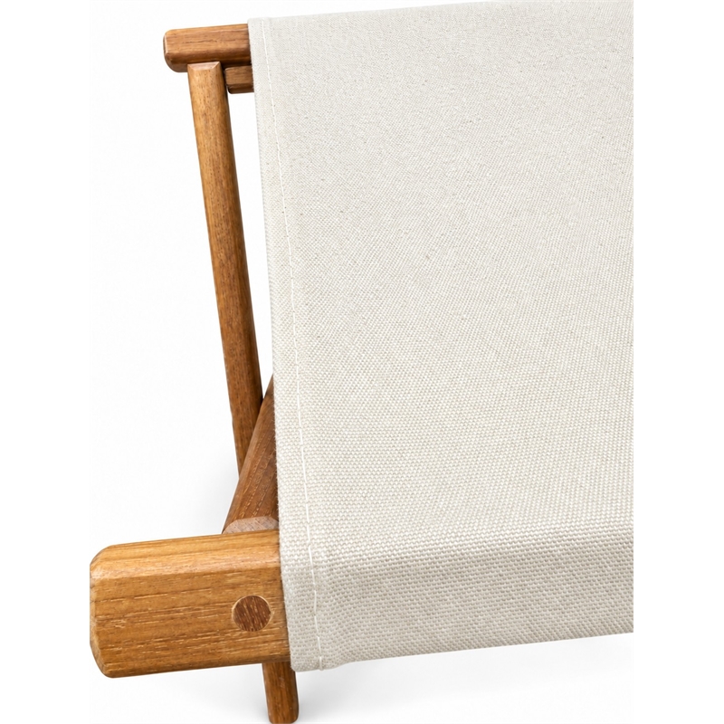 Teakworks4u Folding Teak Wood Camp Stool with Khaki Canvas Seat