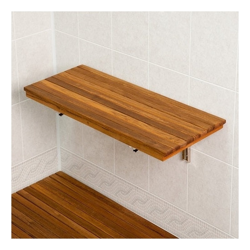 Teakworks4u Wall Mount Teak Wood Folding Shower Bench