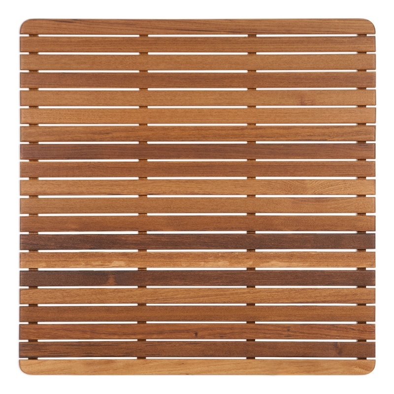 Teakworks4u Shower Mat Finished with Rounded Corners in Teak Wood