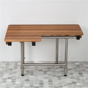Teakworks4u ADA Compliant Right Hand Wall Mount Bench with Legs in Teak