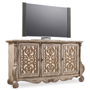 Chatelet Entertainment Console Table in Caramel Froth Wood Finish by Hooker