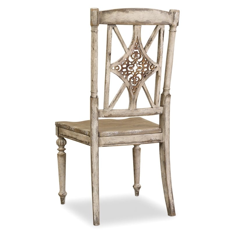 Hooker Furniture Chatelet Fretback Wood Dining Side Chair in Cream Finish