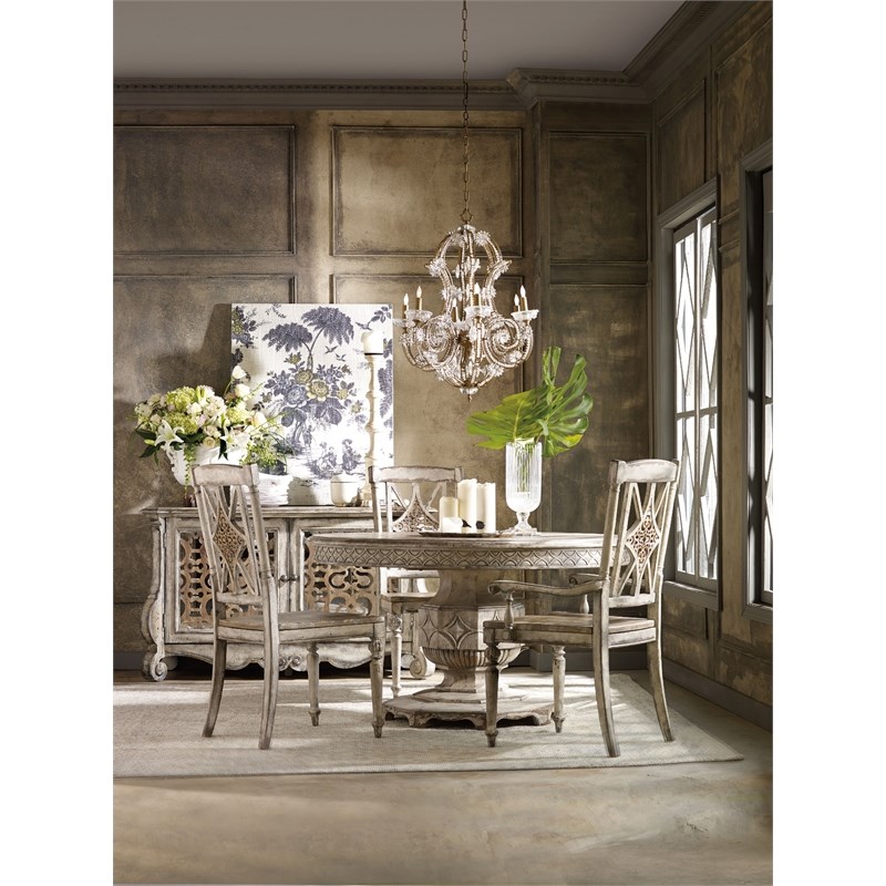 Hooker Furniture Chatelet Fretback Wood Dining Side Chair in Cream Finish