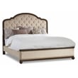 Hooker Furniture Leesburg Tufted Fabric Upholstered King Bed in Mahogany