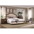 Hooker Furniture Leesburg Tufted Fabric Upholstered King Bed in Mahogany