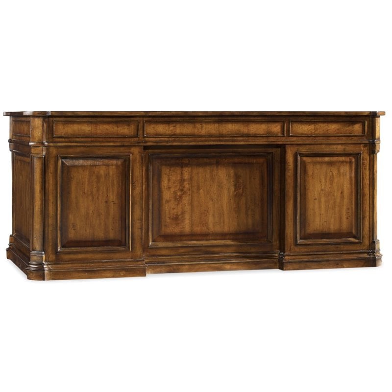 Hooker Furniture Tynecastle Executive Desk in Medium Brown Wood Grain