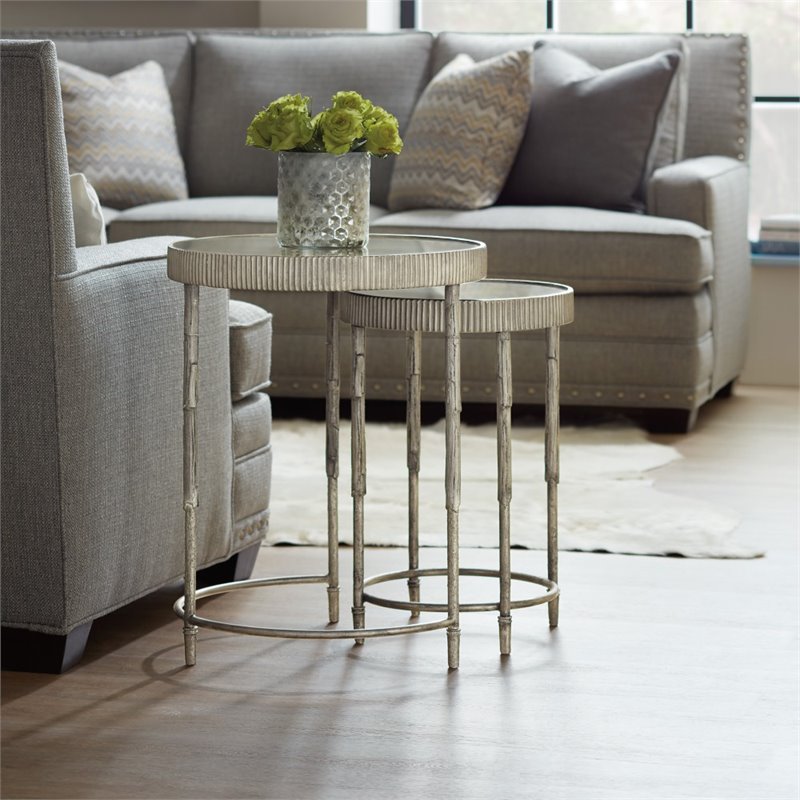 Hooker Furniture 2 Piece Mirror Top Accent Nesting Tables