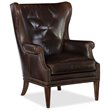 Hooker Furniture Maya Brown Leather Wing Club Accent Chair in Memento Event