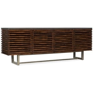 Solstice 78&quot TV Stand in Medium Brown Wood and Dark Gray Top by Hooker