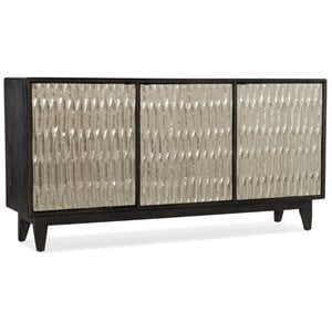 Shimmer 3 Door Wood Credenza in Charcoal and German Silver Finish by Hooker