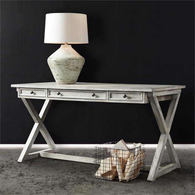 Hooker Furniture Melange Dixon Computer Desk in Distressed Light Gray