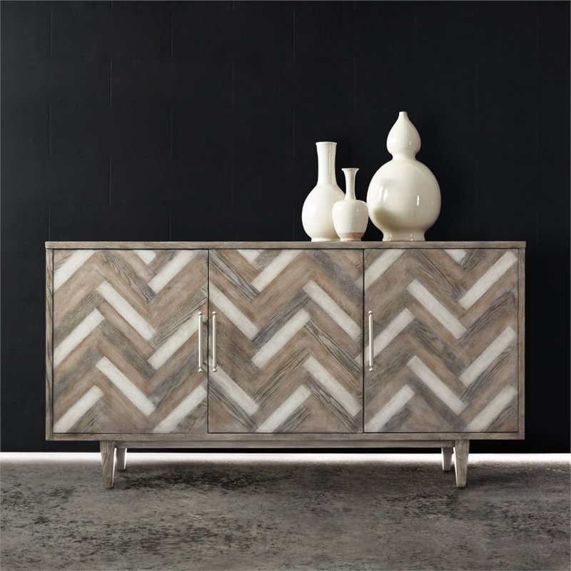 Hooker Furniture Melange Natural Beauty Media Credenza in Medium Wood