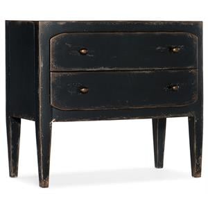 Ciao Bella Two-Drawer Wood Nightstand in Distressed Black by Hooker Furniture