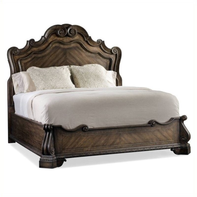 Hooker Furniture Bedroom Rhapsody King Panel Bed in Rustic Walnut