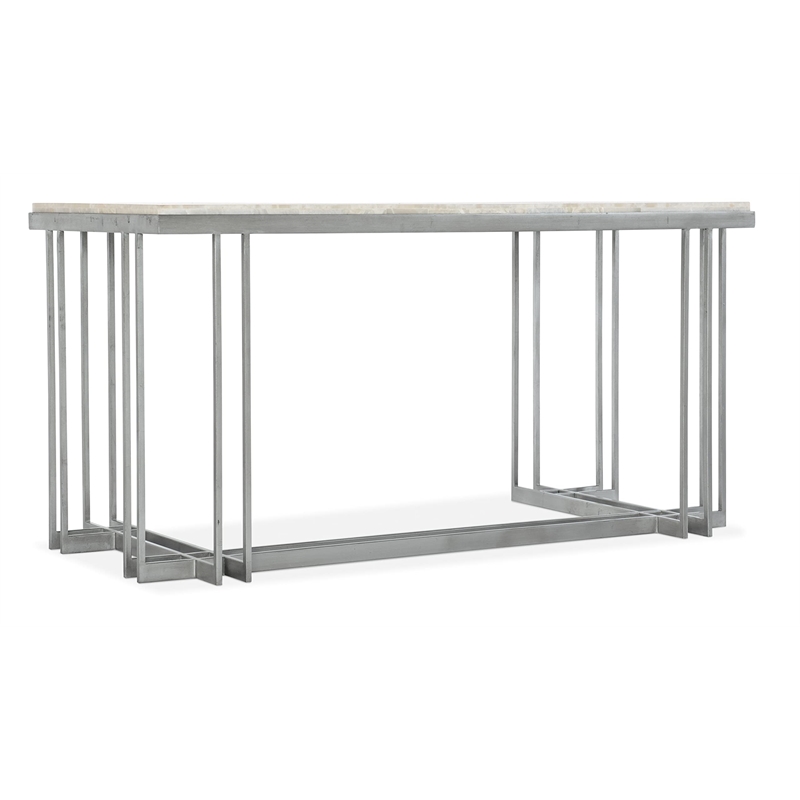 Hooker Furniture Melange Marin Metal Base/Onyx Top Writing Desk in White/Pewter