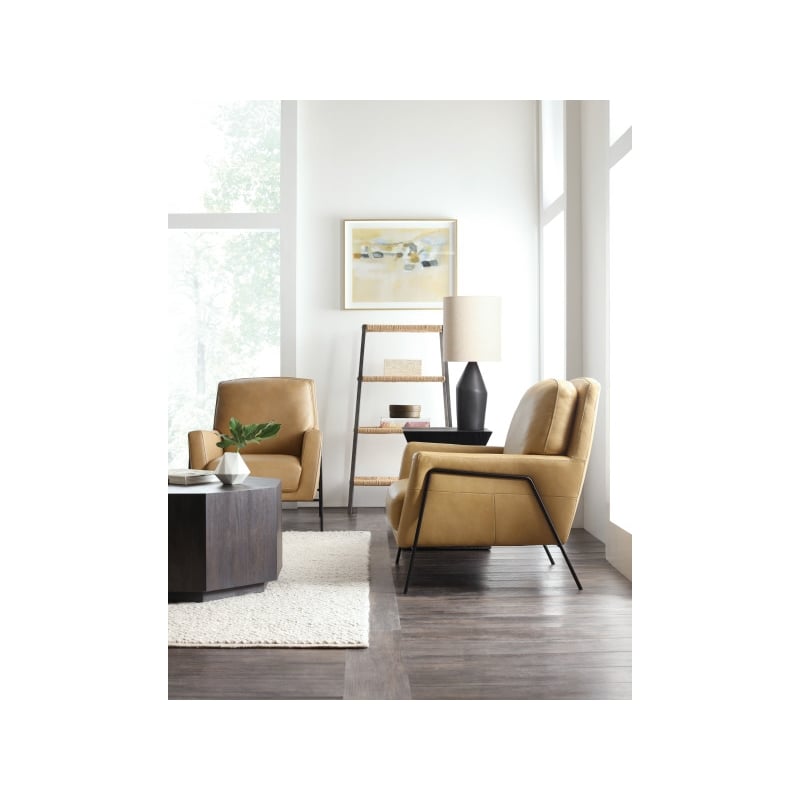 Hooker Furniture Amette Leather and Metal Club Chair in Tan Finish