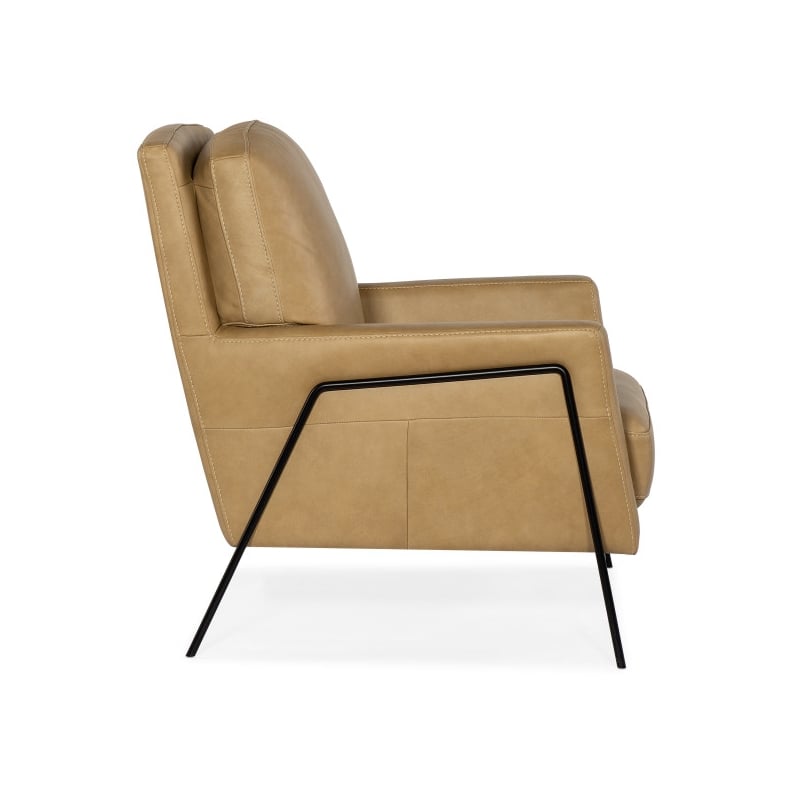 Hooker Furniture Amette Leather and Metal Club Chair in Tan Finish
