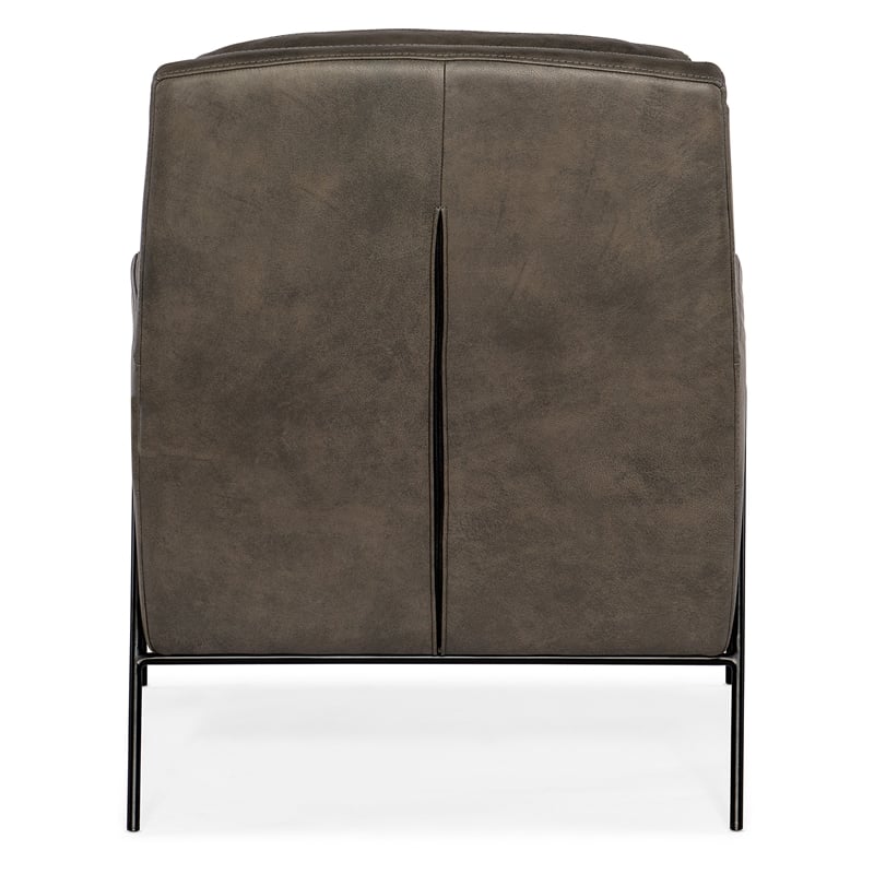 Hooker Furniture Amette Leather and Metal Club Chair in Gray Finish