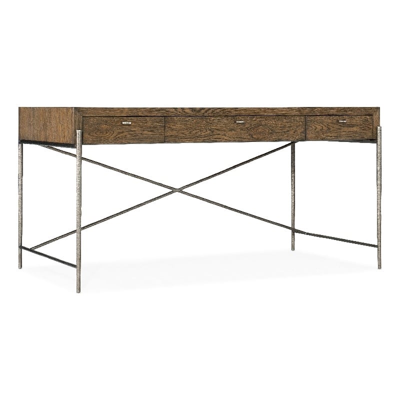 Hooker Furniture Chapman Veneers and Metal Writing Desk in Brown/White