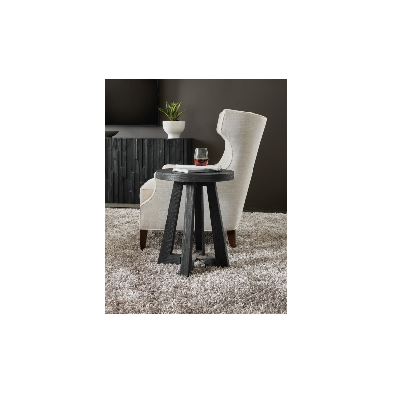 Hooker Furniture Chapman Veneers and Metal Shou Sugi Ban Side Table in Black