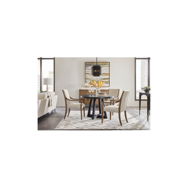 Hooker Furniture Chapman Oak and Fabric Upholstered Arm Chair in Brown White