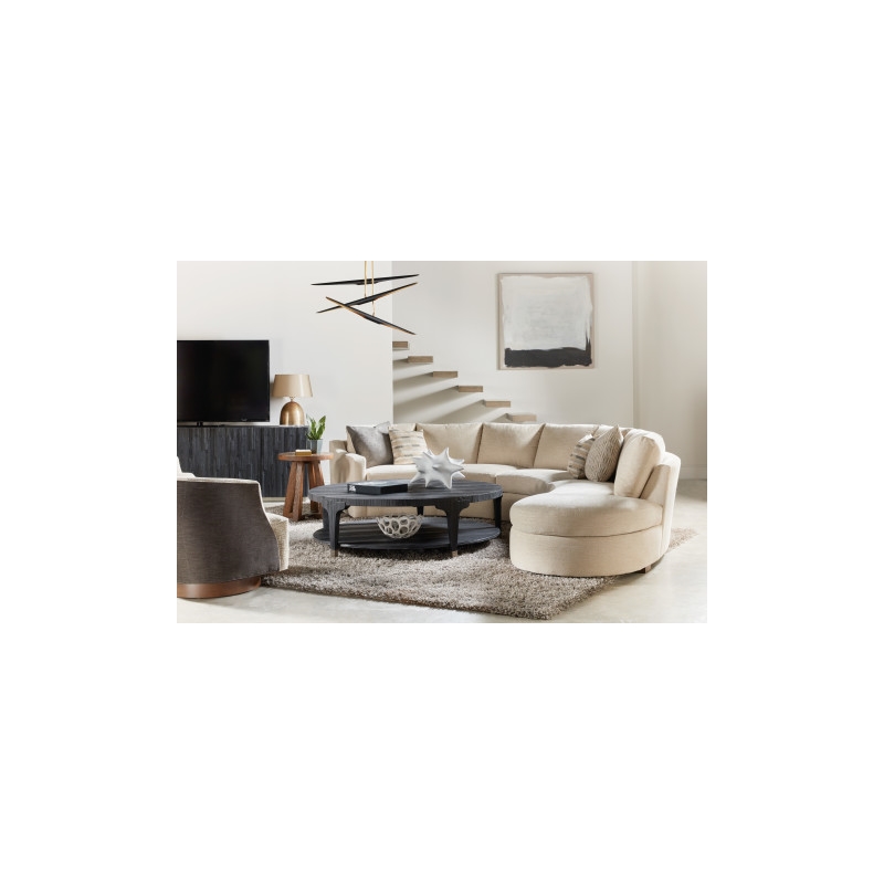Hooker Furniture Chapman Veneers Shou Sugi Ban Round Cocktail Table in Black