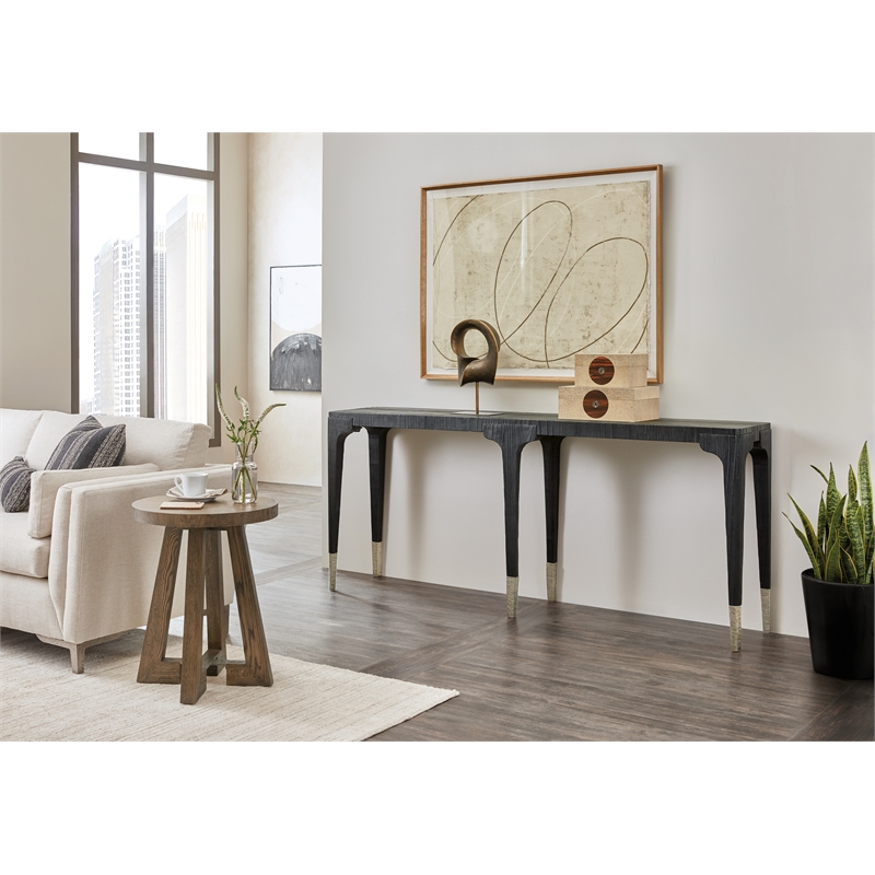 Hooker Furniture Chapman Veneers and Metal Shou Sugi Ban Console Table in Black