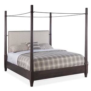 Hooker Furniture Big Sky Veneers Fabric King Poster Bed w/ Canopy in Black