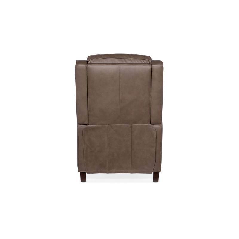 Hooker Furniture Leather and Wood Tricia Manual Push Back Recliner in Gray