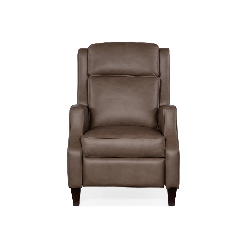 Hooker Furniture Leather and Wood Tricia Manual Push Back Recliner in Gray