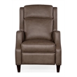 Hooker Furniture Leather and Wood Tricia Manual Push Back Recliner in Gray
