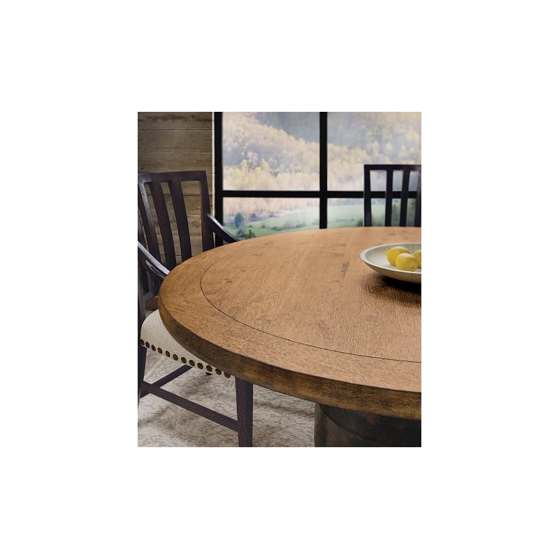 Hooker Furniture Big Sky Round Veneers and Solid Wood Dining Table in Black