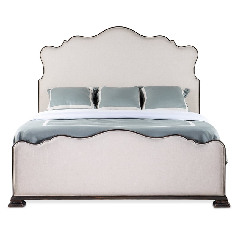 Hooker Furniture Charleston Cal King Fabric Upholstered Bed in Black Cherry