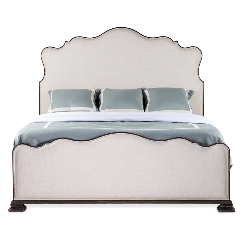 Hooker Furniture Charleston King Fabric Upholstered Bed in Black Cherry