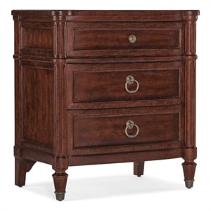Charleston Three-Drawer Wood Nightstand in Cherry Brown by Hooker Furniture