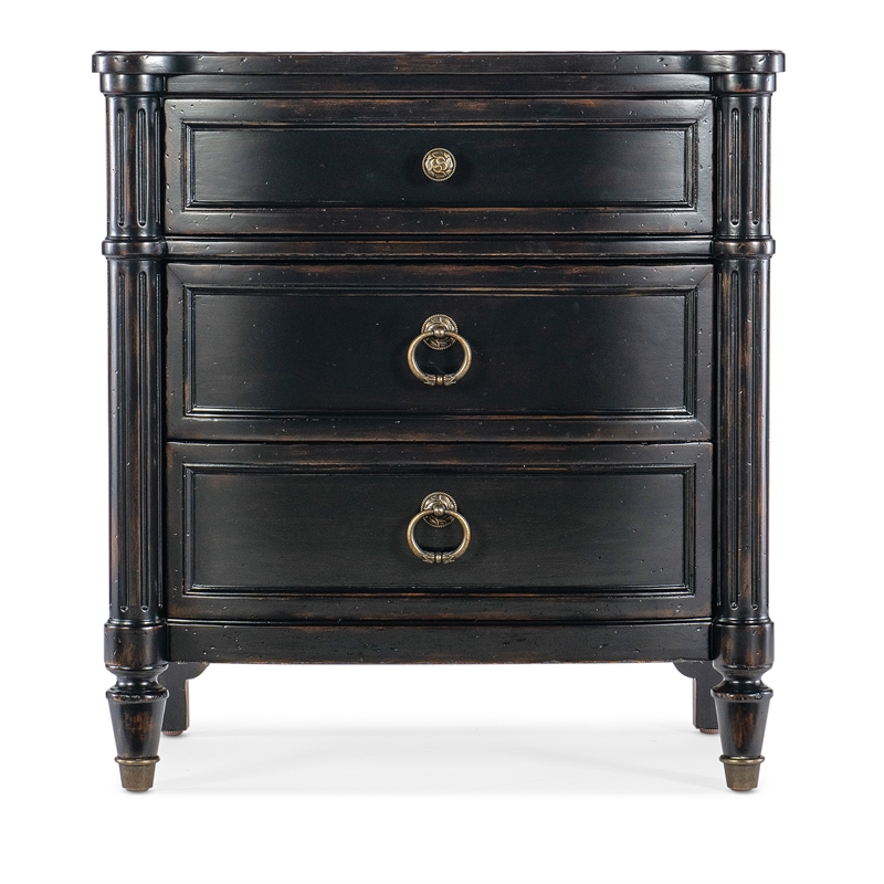 Hooker Furniture Charleston 3-Drawer Traditional Wood Nightstand in Black Cherry