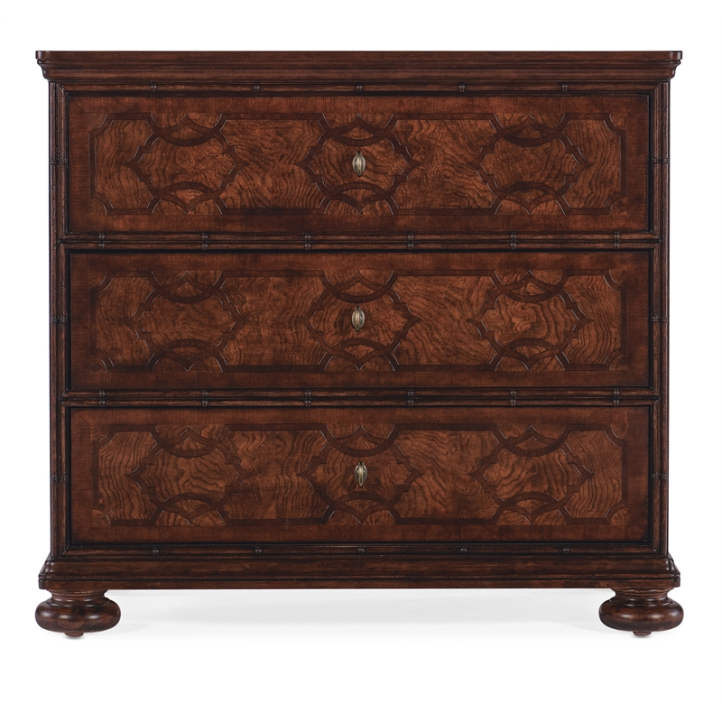 Charleston Three-Drawer Wood Nightstand in Cherry Brown by Hooker Furniture