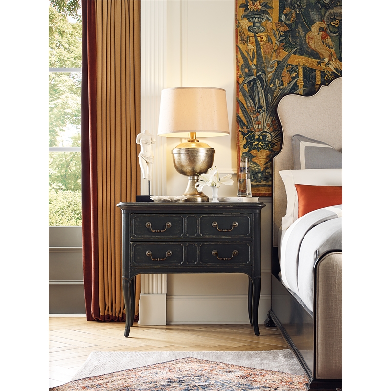 Hooker Furniture Charleston 2-Drawer Traditional Wood Nightstand in Black Cherry