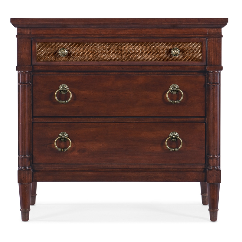 Charleston Three-Drawer Wood Nightstand in Cherry Brown by Hooker Furniture