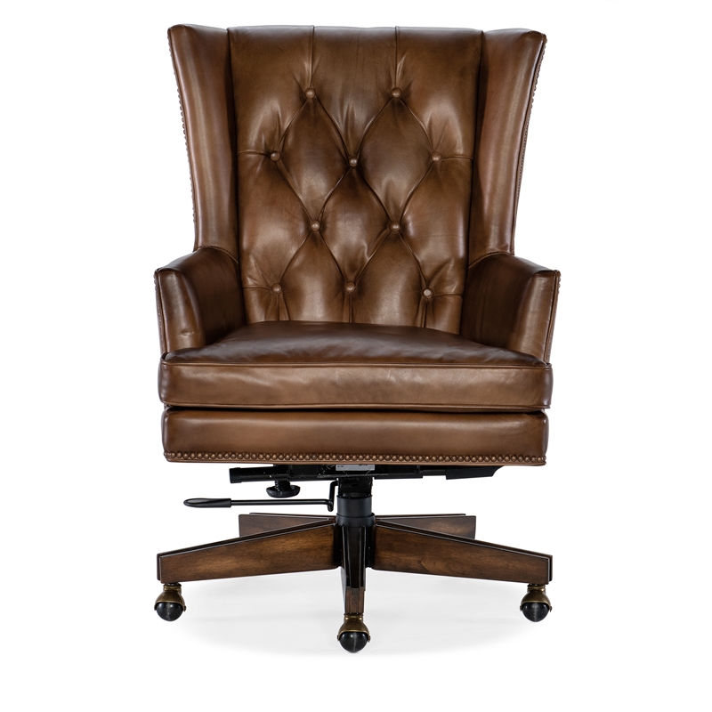 Hooker Furniture Finley Traditional Leather Executive Desk Chair in Brown