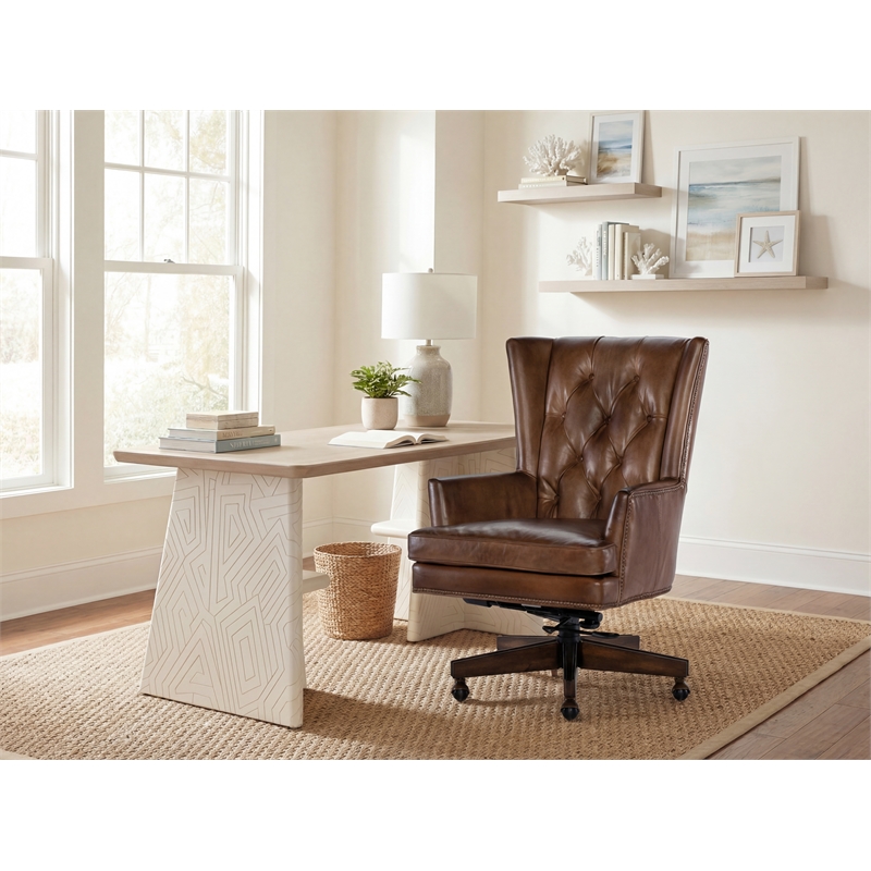 Hooker Furniture Finley Traditional Leather Executive Desk Chair in Brown