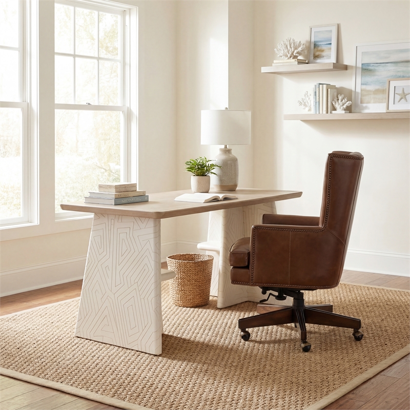 Hooker Furniture Finley Traditional Leather Executive Desk Chair in Brown