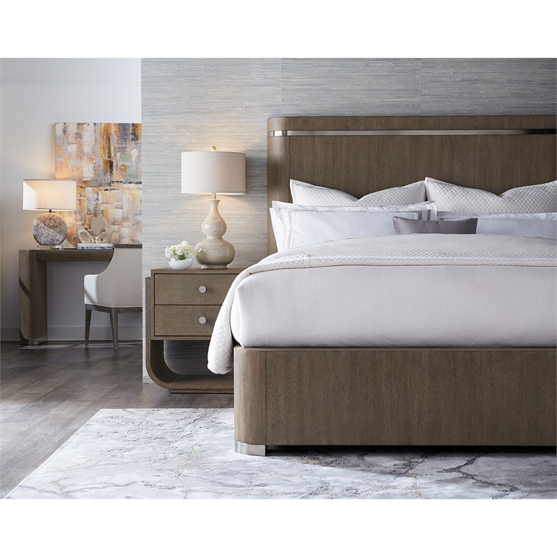 Hooker Furniture Modern Mood Cal King Wood Panel Bed in Brown