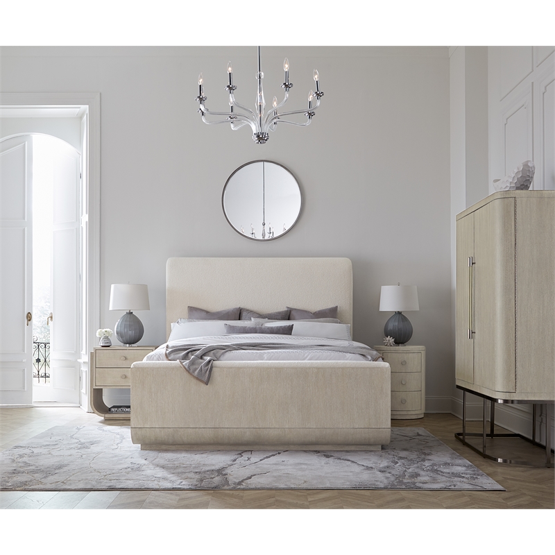 Modern Mood King Fabric Upholstered Panel Bed in Natural by Hooker Furniture
