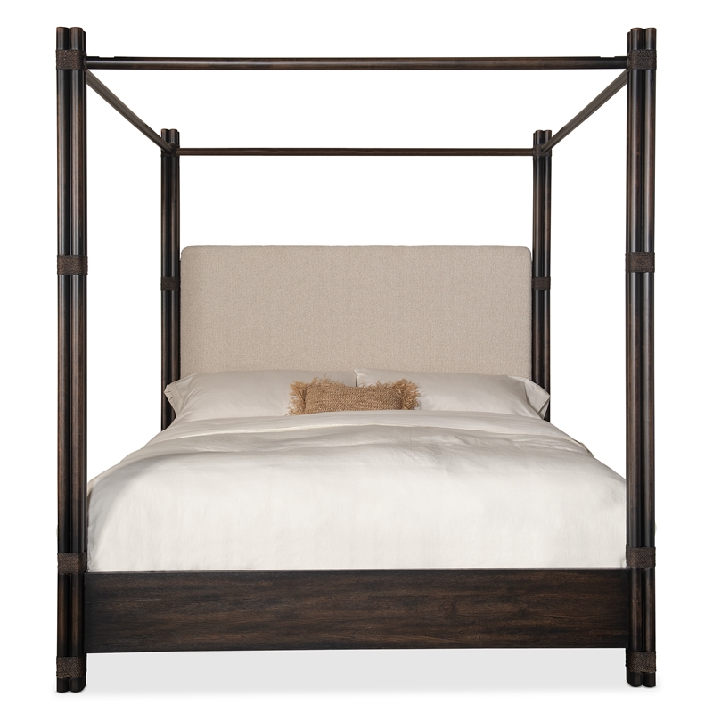 Hooker Furniture Retreat King Fabric Upholstered Poster Bed in Black